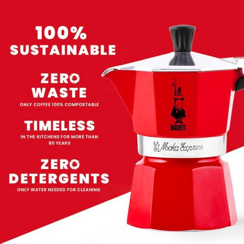 Cafetiere Italienne - La Mokina - Tous Feux Sauf Induction - 1 Tasse - 40 Ml - Rouge