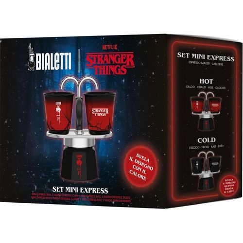 Cafetiere Italienne - Set Mini Express - Collection Stranger Things - Avec 2 Tasses Thermosensibles