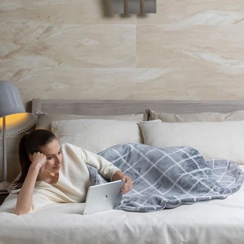 Couverture Chauffante - Imetec - 150x110 Cm - 6 Températures - Tissu Toucher Velours Et Sherpa