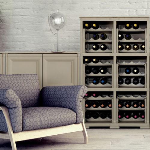 Cave 85.5 Cm X 40 Cm Wengé Pour 18 Bouteilles