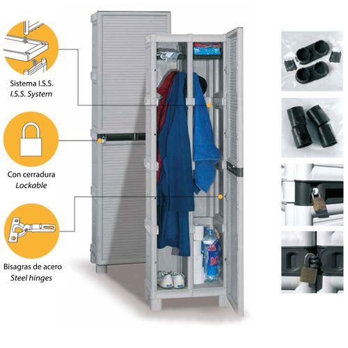 Armoire À Pleine Hauteur En Polypropylène, Portes Bleues L 500 X P 390 X H 1.720 Mm