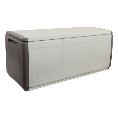 Coffre De Rangement En Polypropylène 415L, Couleur Ivoire Et Marron.