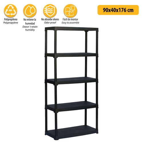 Art Plast - Étagère En Plastique, Noir, 90 x 40 x 176 cm