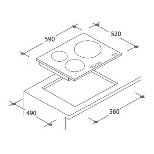 Table De Cuisson Induction 59cm 4 Feux 7000w Noir - Ctp643sc