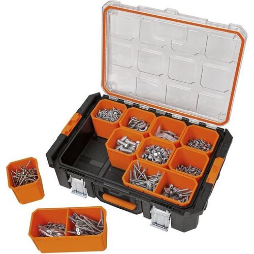 Mallette Organiseur - 12 Godets Amovibles - Couvercle Transparent - 53x37x13 Cm