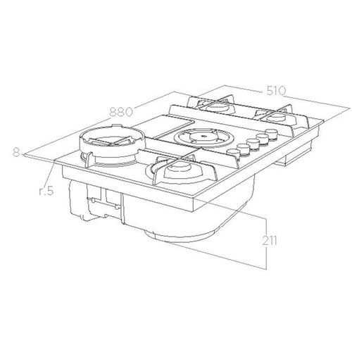 Table gaz aspirante ELICA NIKOLATESLA FLAME EVO BL/A/88