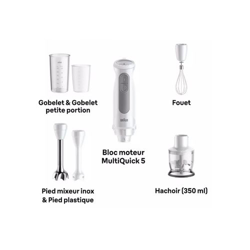 Mixeur Plongeant Multifonctions 1000w Blanc - Mq50220m