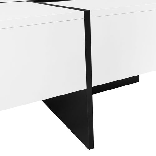 Table Basse Carrée Moderne 70 X 70 X 35 Cm, Noir Et Blanc – Peut Contenir Jusqu'à 30 Kg