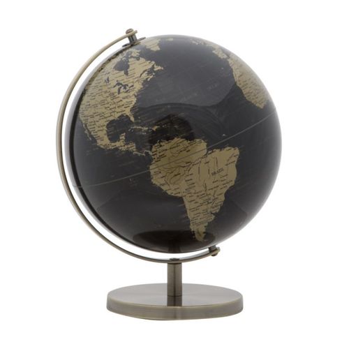Globe Terrestre Déco "map" 34cm Noir et Bronze