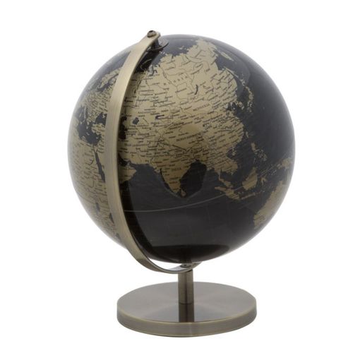 Globe Terrestre Déco "map" 34cm Noir et Bronze