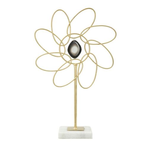 Fleur Déco En Métal "daisy" 37cm Or
