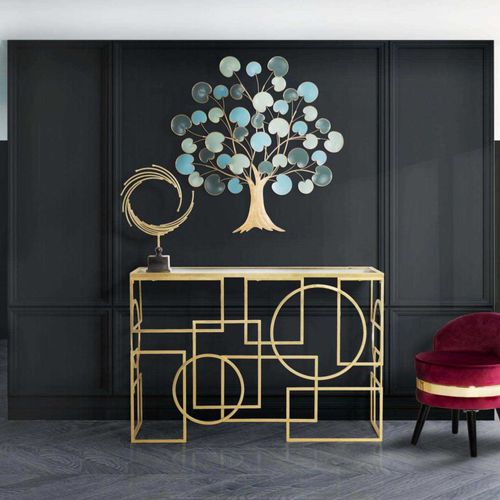 Console En Métal Plateau En Verre Marie 120 X 41 X 81 Cm