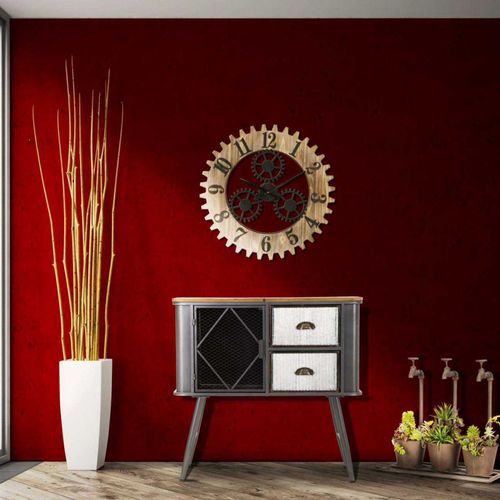 Horloge En Bois Et Métal Ingranaggio 60 X 4 Cm