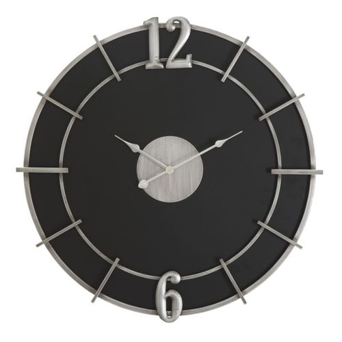 Horloge Murale En Métal "silver Glam" 60cm Noir