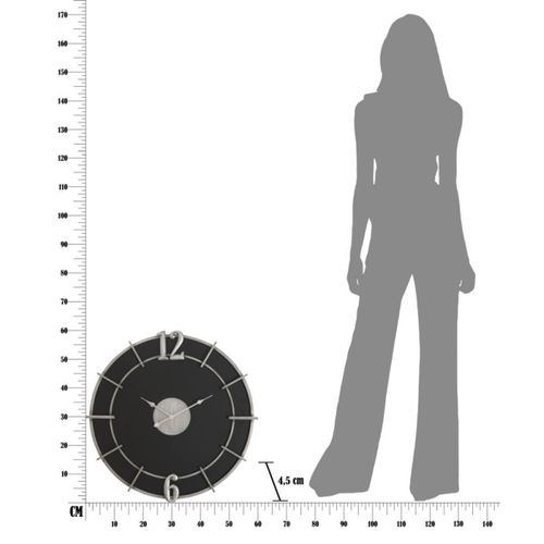 Horloge Murale En Métal "silver Glam" 60cm Noir