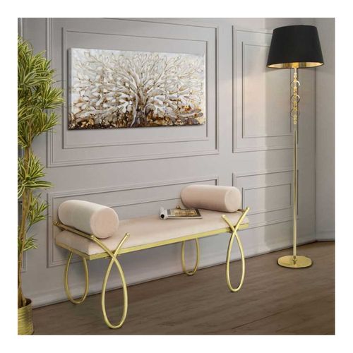 Bout De Lit En Métal Et Tissu Rosa 112.5 X 49 X 53 Cm  - Rose Pâle