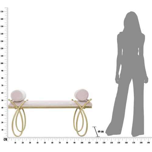 Bout De Lit En Métal Et Tissu Rosa 112.5 X 49 X 53 Cm  - Rose Pâle