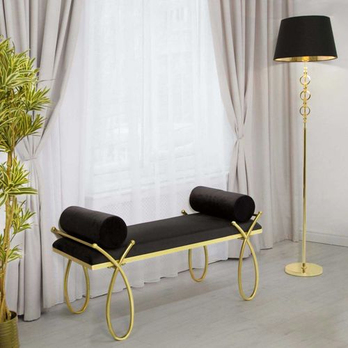 Bout De Lit En Métal Et Tissu Rosa 112.5 X 49 X 53 Cm - Noir