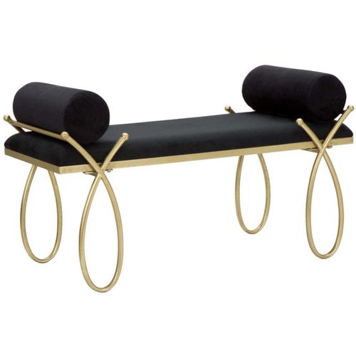 Bout De Lit En Métal Et Tissu Rosa 112.5 X 49 X 53 Cm - Noir