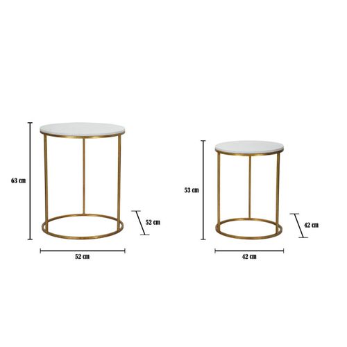 Bout De Canapé En Métal Plateau Imitation Marbre Couple (lot De 2)