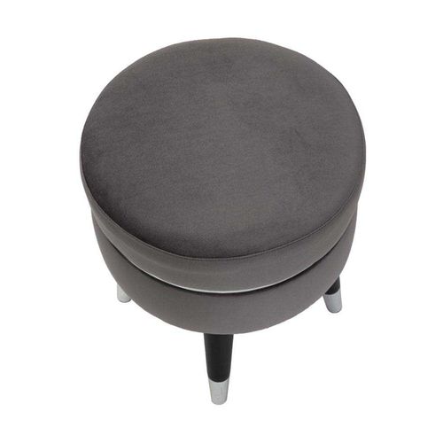 Tabouret Bas En Tissu Paris 35 X 40.5 Cm Gris Et Argent