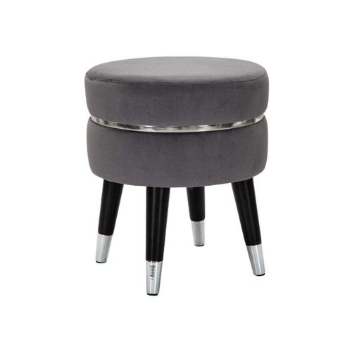 Tabouret Bas En Tissu Paris 35 X 40.5 Cm Gris Et Argent