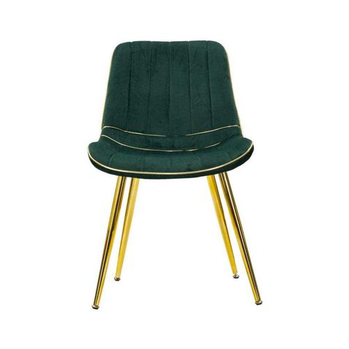 Chaise En Métal Et Tissu Paris (lot De 2) Vert Et Doré