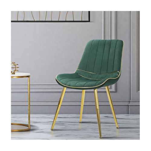 Chaise En Métal Et Tissu Paris (lot De 2) Vert Et Doré