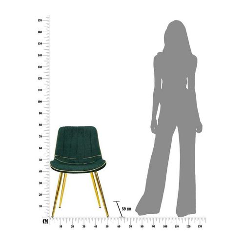 Chaise En Métal Et Tissu Paris (lot De 2) Vert Et Doré