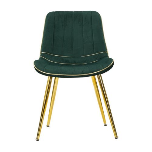 Chaise En Métal Et Tissu Paris (lot De 2) Vert Et Doré