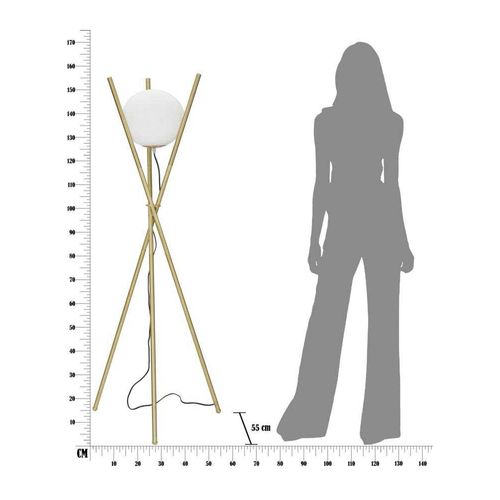 Lampadaire Trépied En Métal Doré Glamy 55 X 155 Cm
