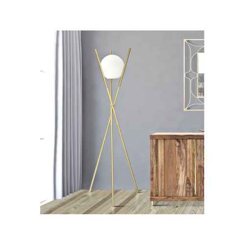 Lampadaire Trépied En Métal Doré Glamy 55 X 155 Cm