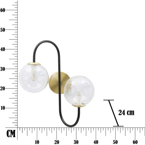 Applique Murale En Métal Et Verre Black 36 X 24 X 45 Cm