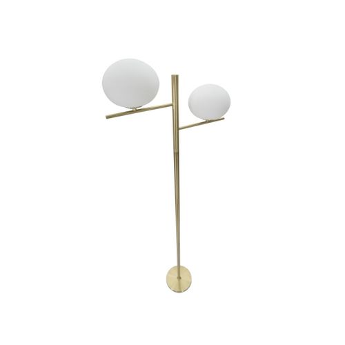 Lampadaire 2 Sphères "glamy" 180cm Blanc et Doré