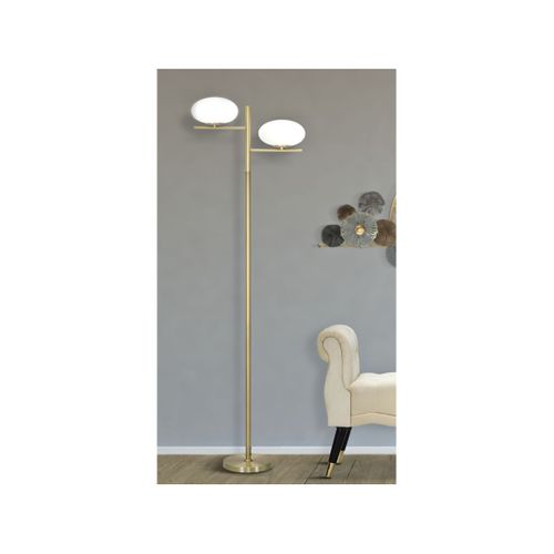 Lampadaire 2 Sphères "glamy" 180cm Blanc et Doré