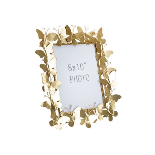 Cadre Photo Déco En Métal "papillons" 20x25cm Doré