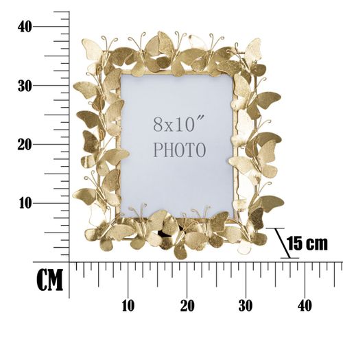 Cadre Photo Déco En Métal "papillons" 20x25cm Doré
