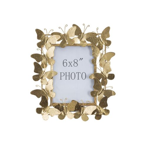 Cadre Photo Déco En Métal "papillons" 15x20cm Doré