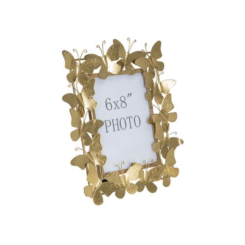 Cadre Photo Déco En Métal "papillons" 15x20cm Doré