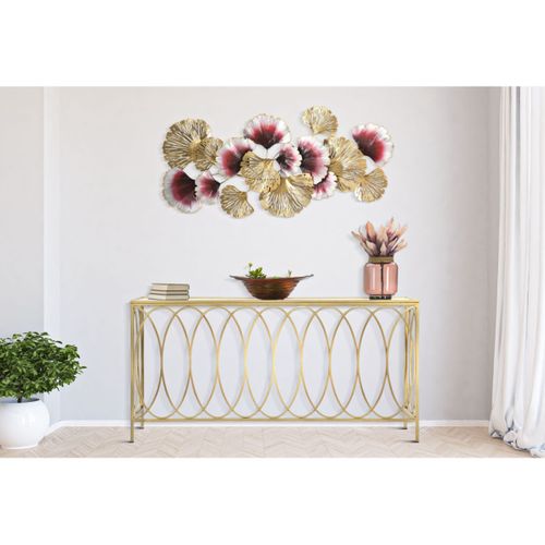 Console Design Effet Marbre "arc" 160cm Blanc et Doré