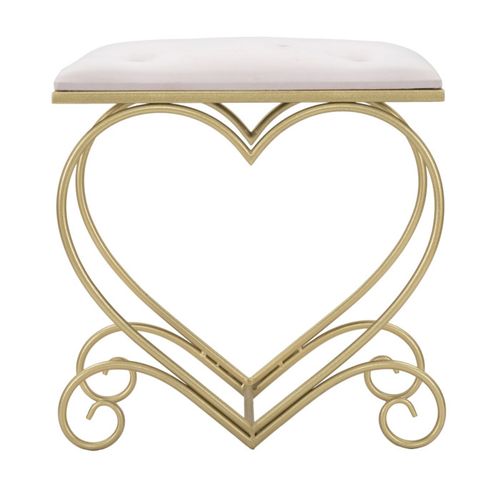 Tabouret Design "heart" 51cm Rose et Or