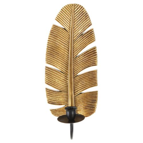 Bougeoir Mural Design "feuille De Palmier" 31cm Or