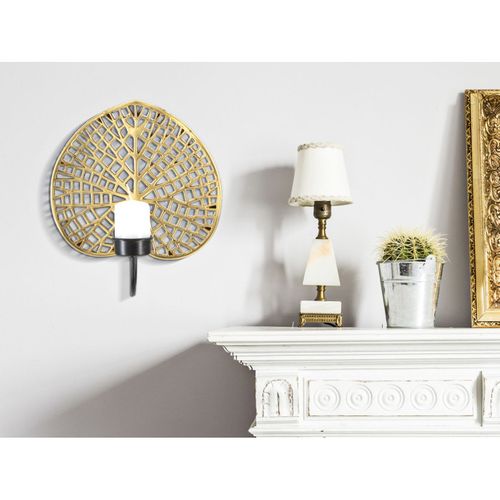 Bougeoir Mural Design "lotus" 22cm Or