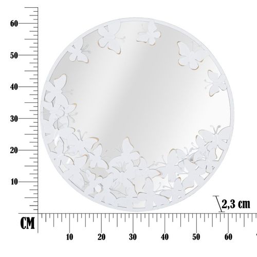 Miroir Mural Design "butterfly" 62cm Blanc
