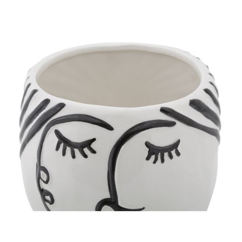Vase Pot Visage En Porcelaine "face" 18cm Blanc et Noir