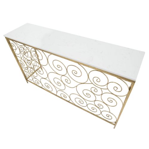 Console Design En Marbre "spirale" 140cm Blanc et Doré