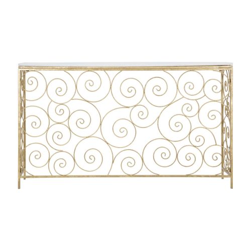 Console Design En Marbre "spirale" 140cm Blanc et Doré