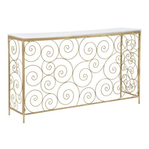 Console Design En Marbre "spirale" 140cm Blanc et Doré