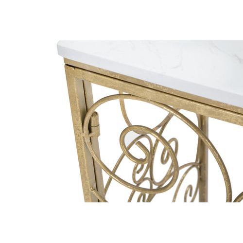 Console Design En Marbre "spirale" 140cm Blanc et Doré