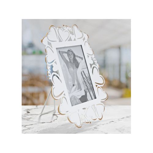 Cadre Photo Déco Cœur "min" 12x17cm Blanc
